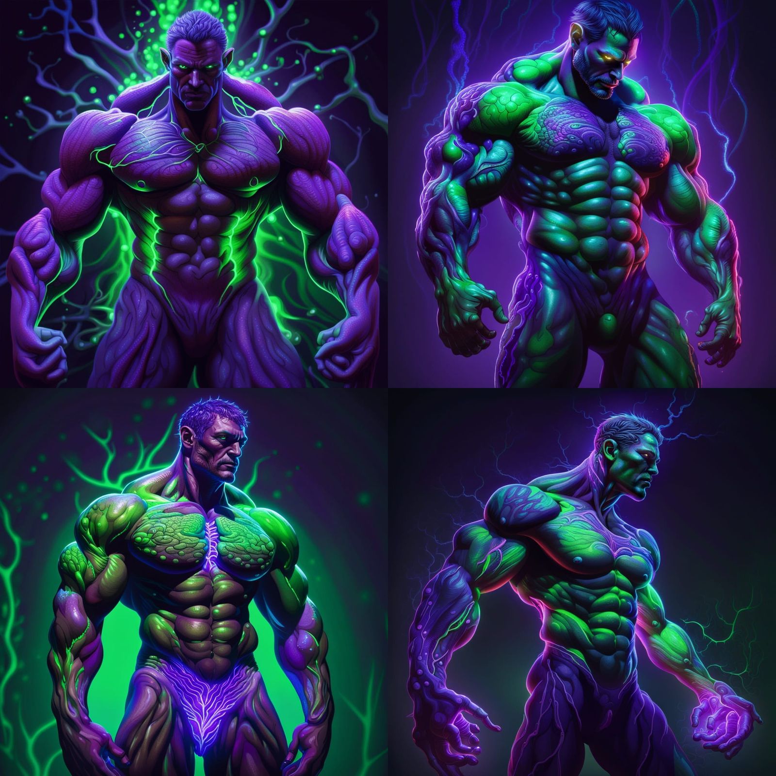 Vascular Bodybuilder with Glowing Veins and Fungal Infection