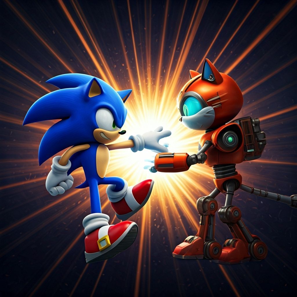 Sonic vs Robot Cat: Fantasy Matte Painting