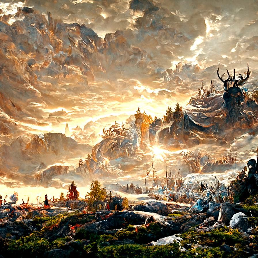 Ragnarok: Gods' Last Battle as Oil Painting