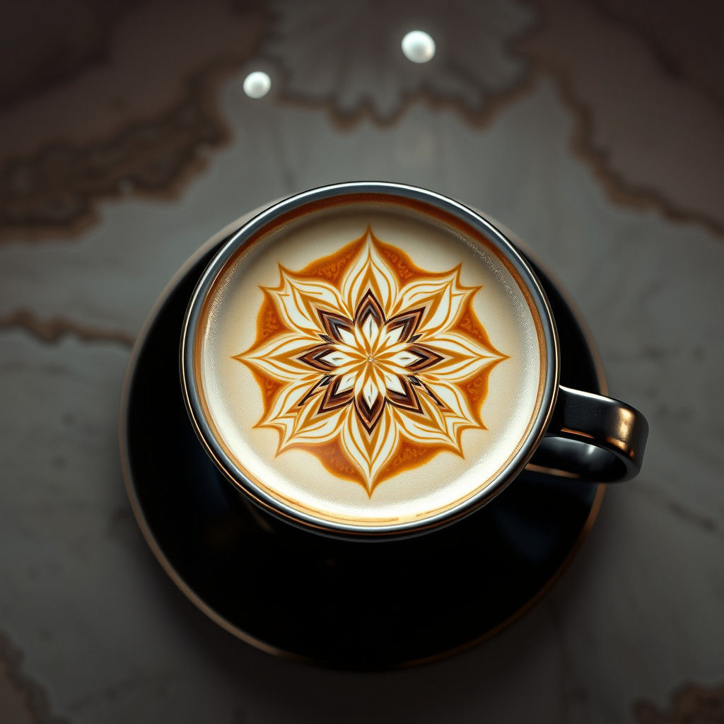 Latte with Mandala Art: Digital Matte Painting