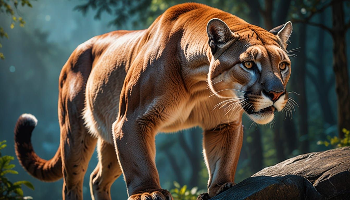 Majestic Cougar in Vibrant Concept Art Style