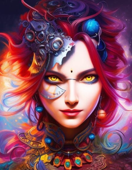 Planescape Torment Portrait with Colorful Accents