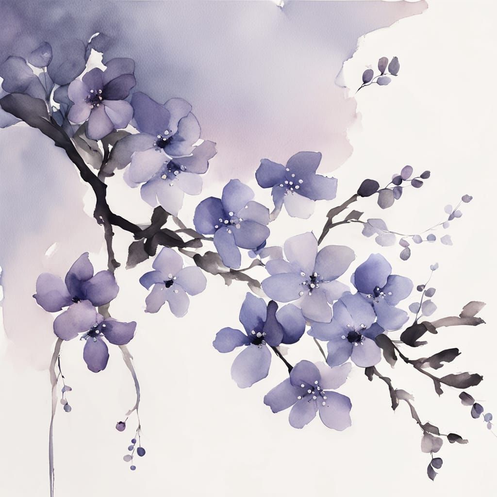 Tranquil Asian Man in Watercolor Splatter Style