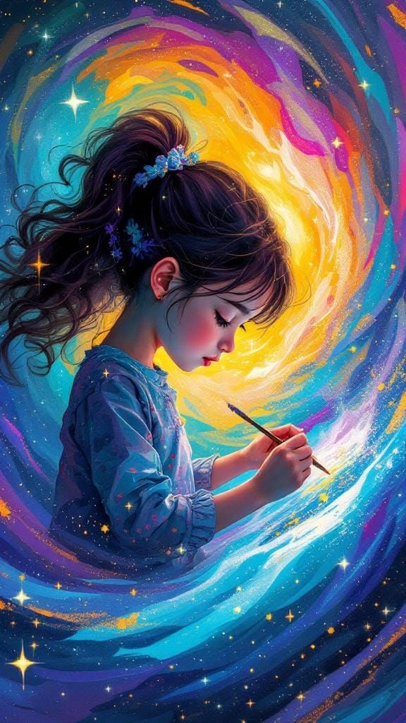 Girl Paints Her Story with Magic and Glitter
