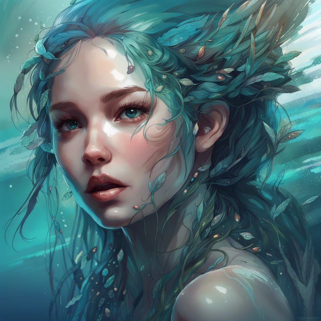 Gorgeous Sea Nymph Portrait in Digital Art Style