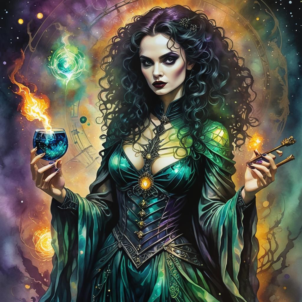 Biopunk Witchcraft: Alcohol Ink Illustration of Spells