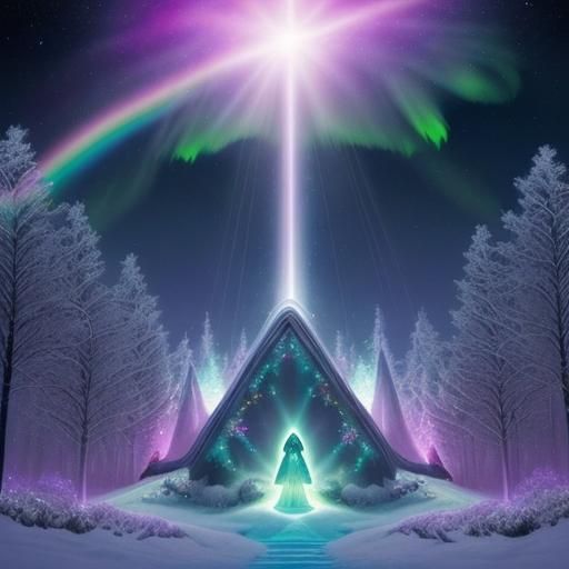 Christmas Planetarium Utopia with Aurora Borealis