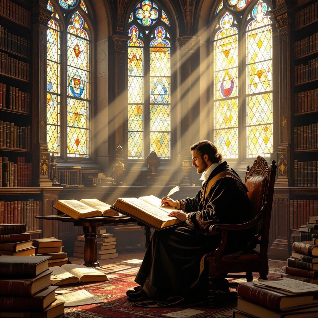 Scholar in Grand Library: Classical Realism