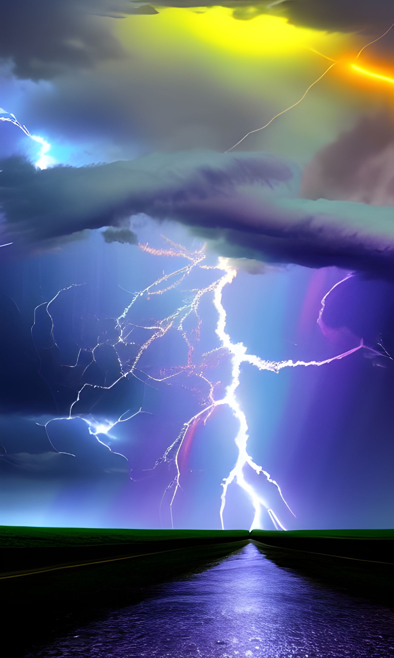 Surreal Lightning Bolt in Thunderstorm, 8K Concept Art