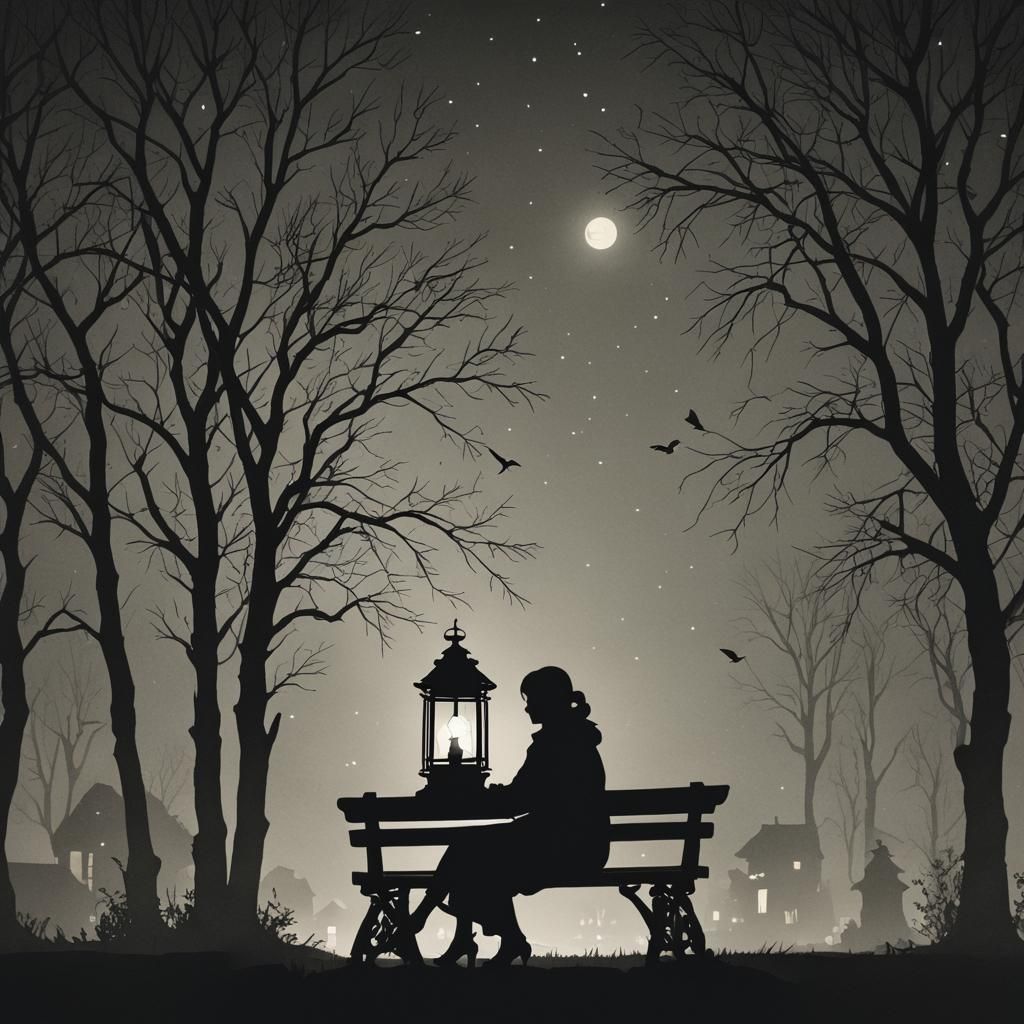 Silhouette Inside Lantern at Night