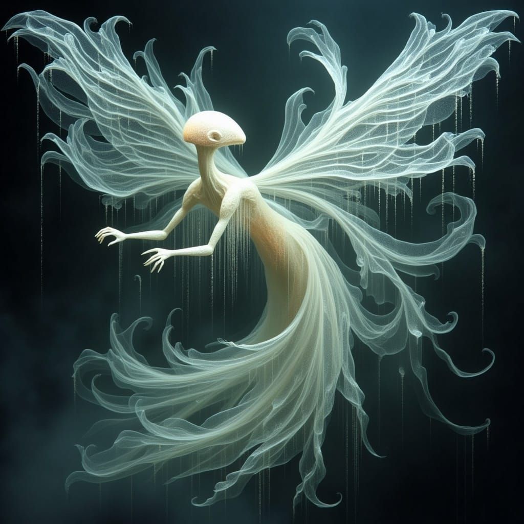 Luminous, Ethereal Creature with Delicate Wings and Glowing....