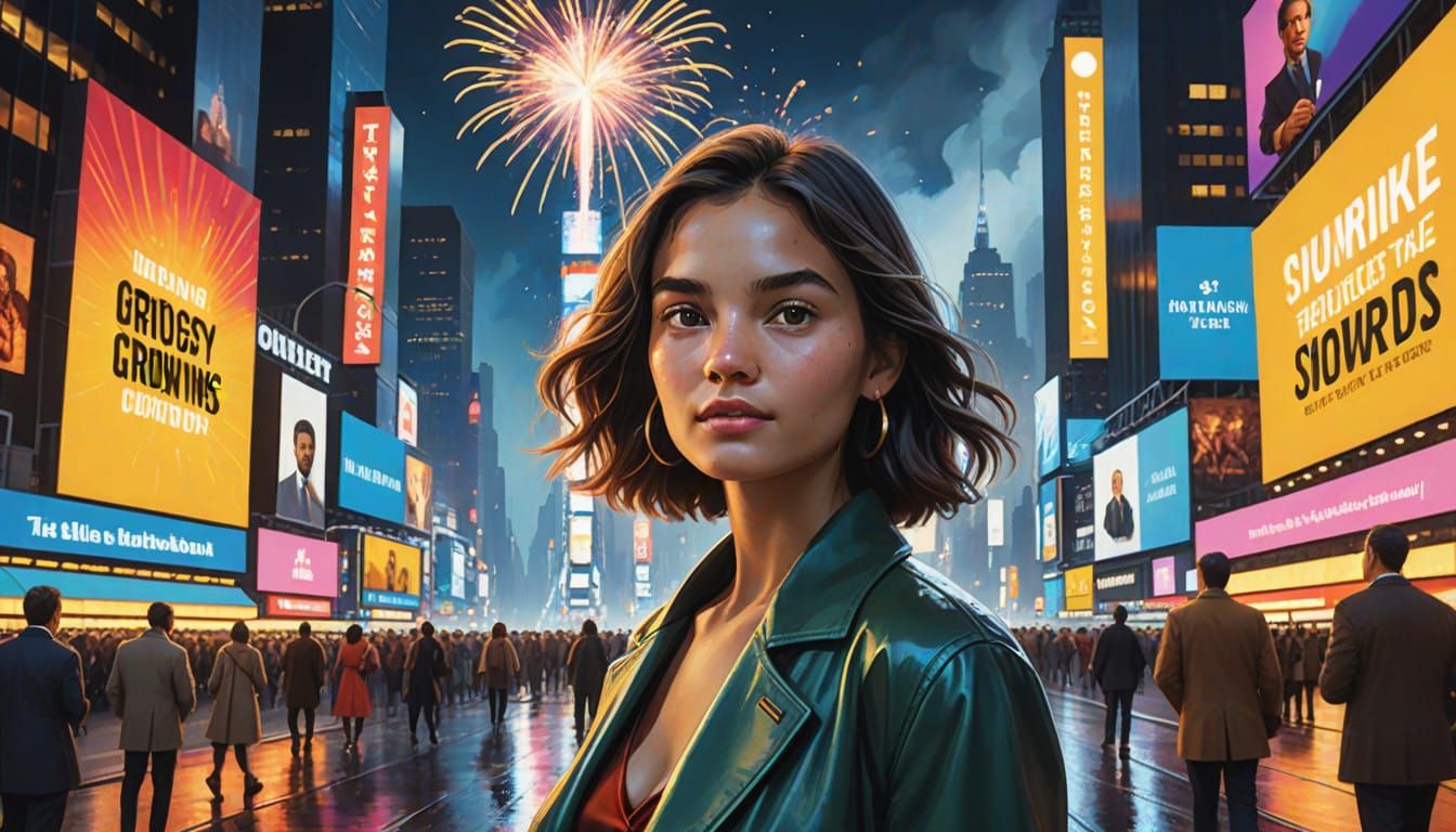 Vibrant New Year's Eve Portraits in Times Square Style