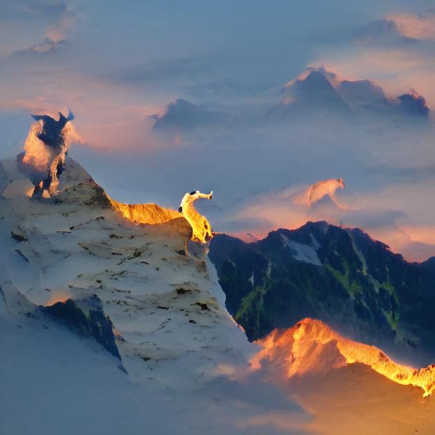 Mountain Goat at Sunset in the Alps