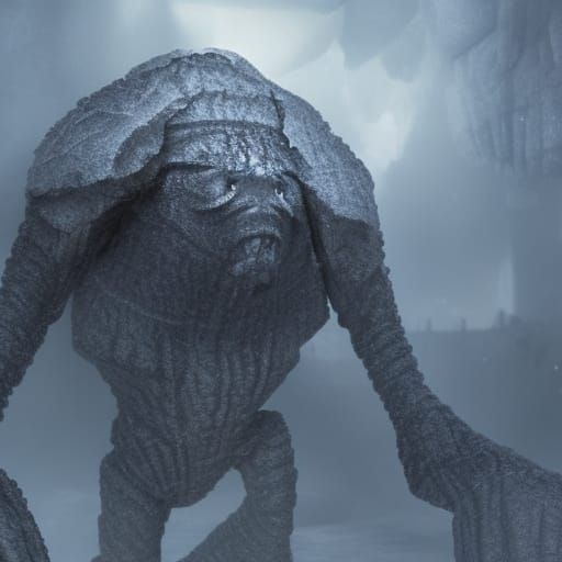 Epic Ice Golem Digital Matte Painting