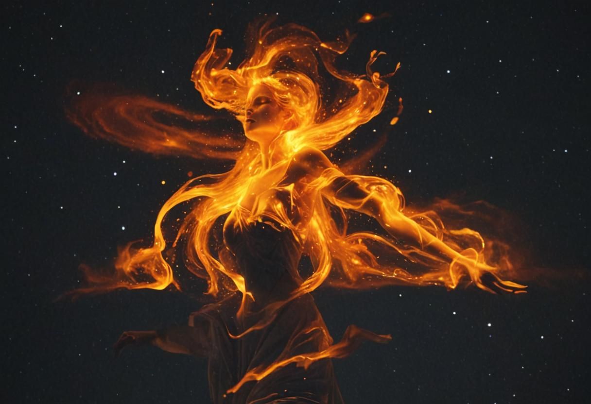 Dancing Goddess Under Milky Way in Digital Art