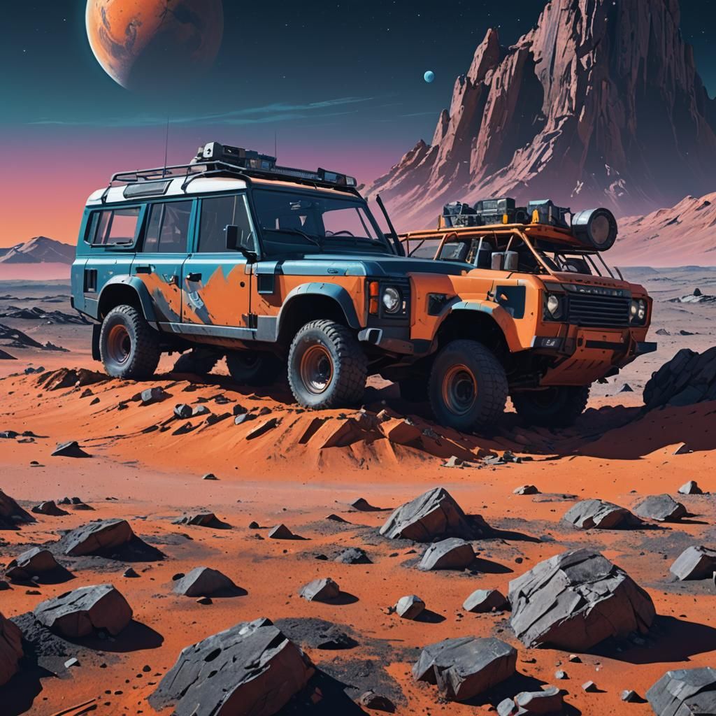Dystopian Sci-Fi Land Rover on the Moon