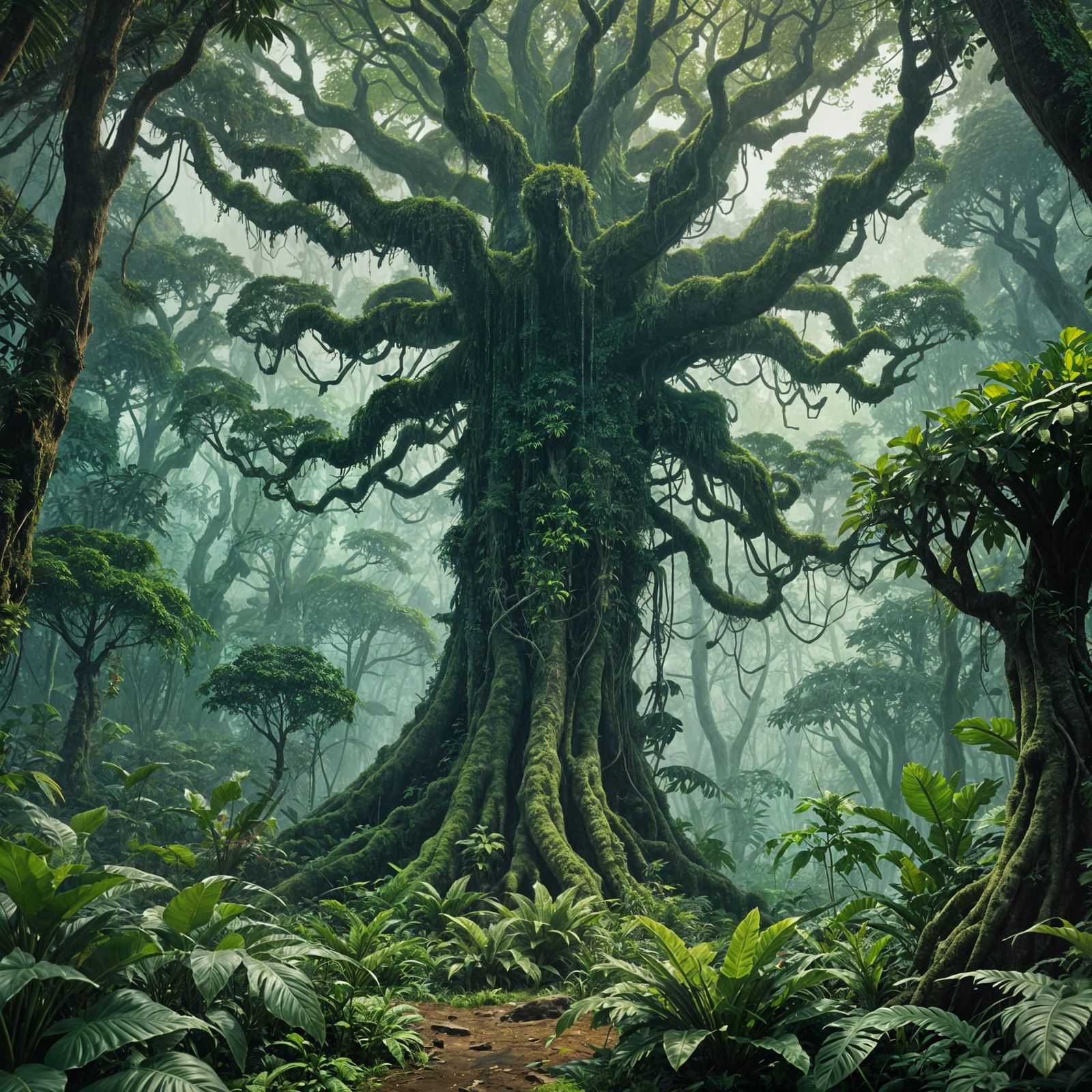 Lush Tropical Forest in Detailed Matte Painting