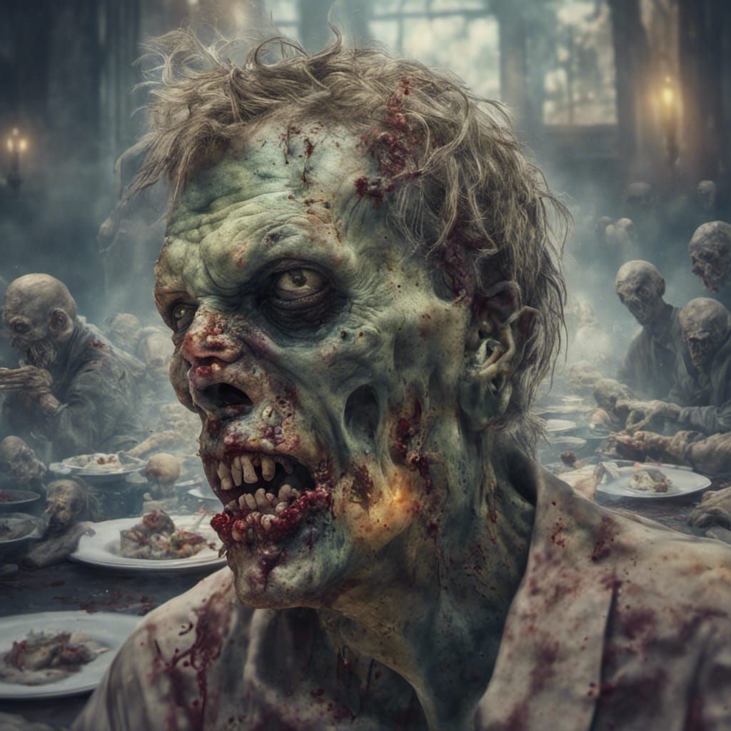Zombiecore Dinner in Elaborate Ballroom Watercolor