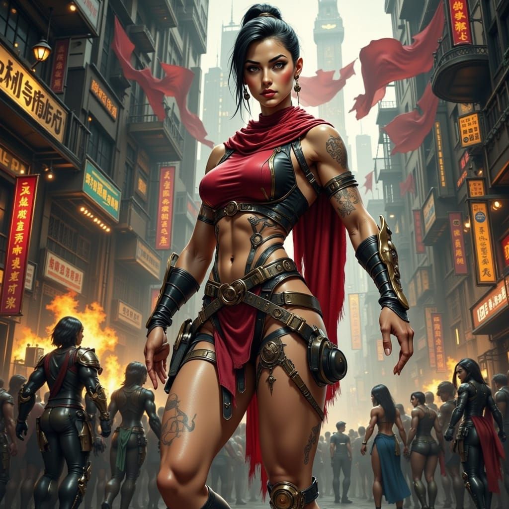 Cyberpunk Amazon Warrior Goddesses