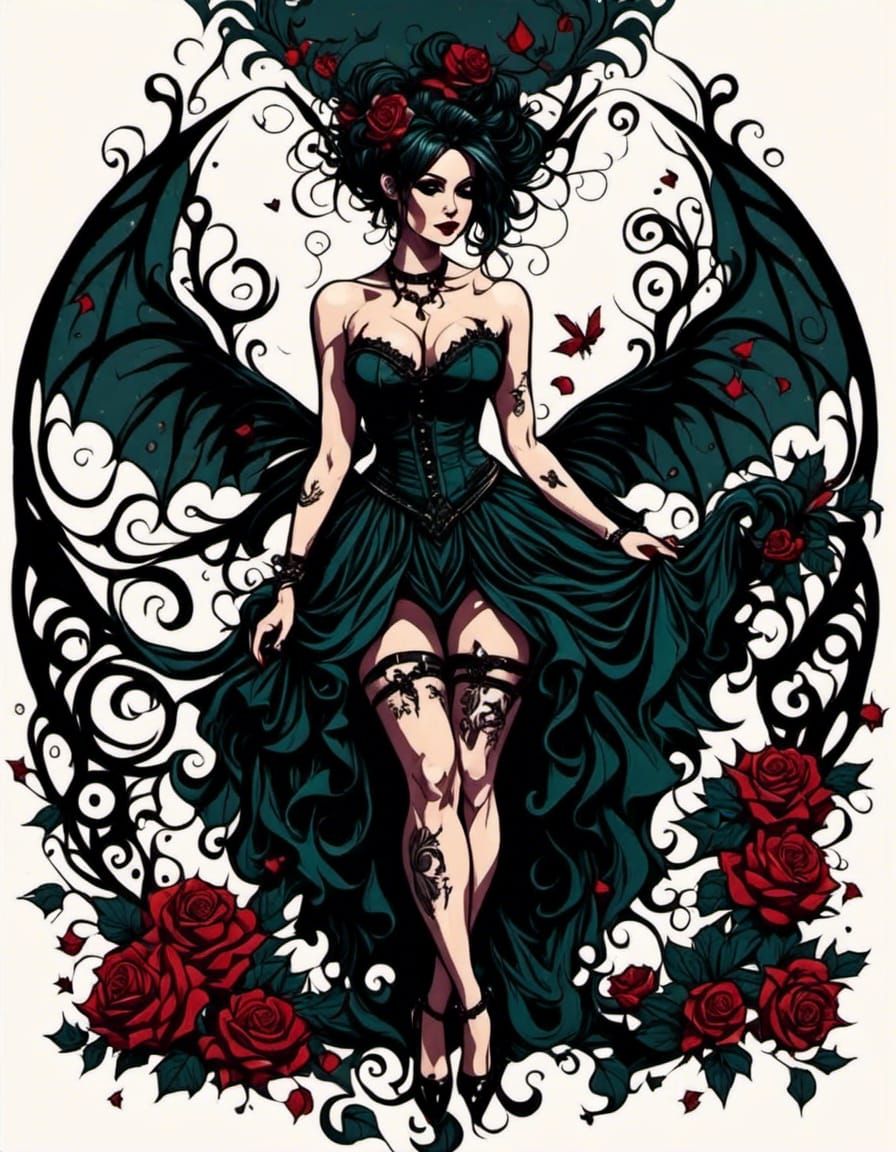 Gothic Tattooed Fairy Full Body Portrait