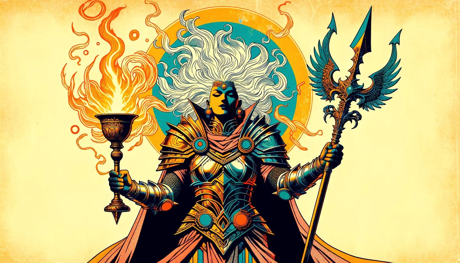 Triumphant Psychedelic Warrior Priestess in Mid-60's Comic B...