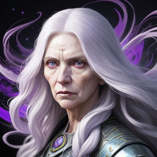 Powerful Warrior Witch Portrait in Hyperrealistic Style