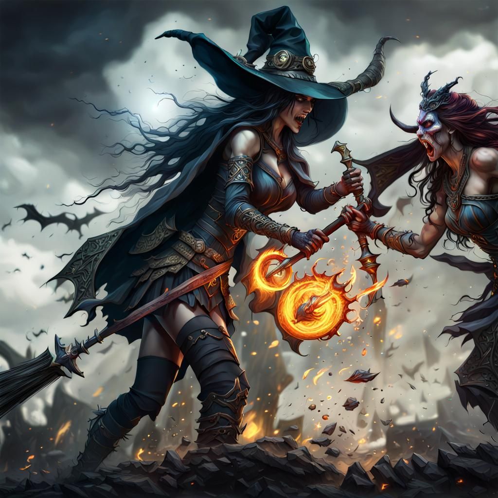 Epic Battle Between Witch and Goddess
