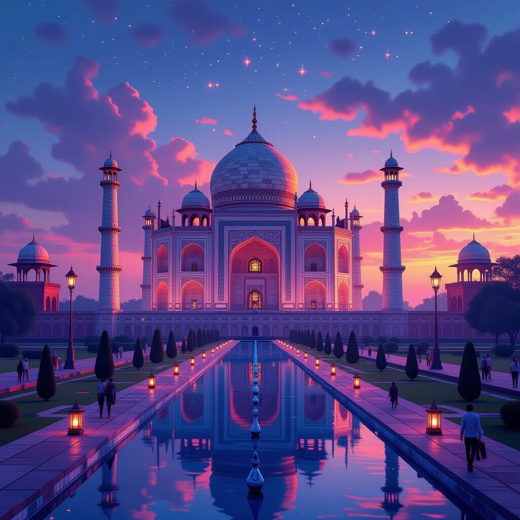 Psychedelic New Delhi at Dawn Matte Painting
