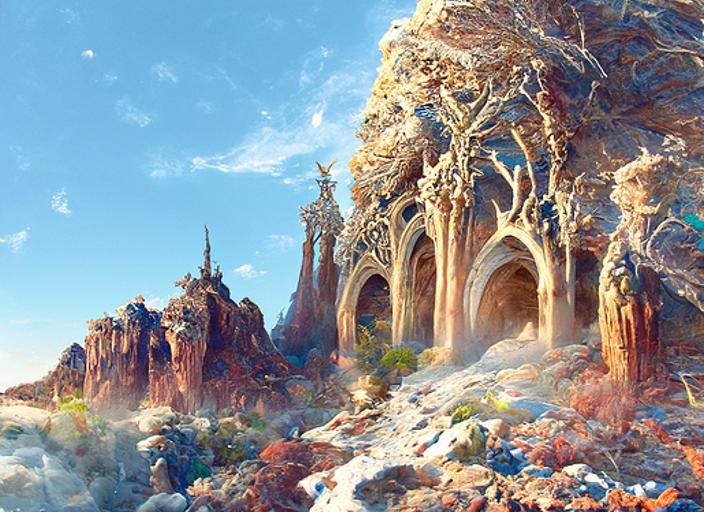 Elven Desert Landscape with Ornate Architecture