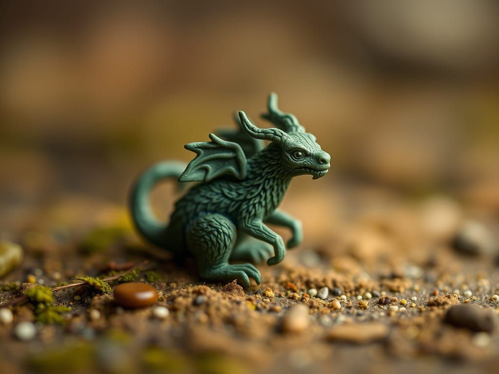 Mythical Estonian Creature in Muted Green Polymer Clay Bead