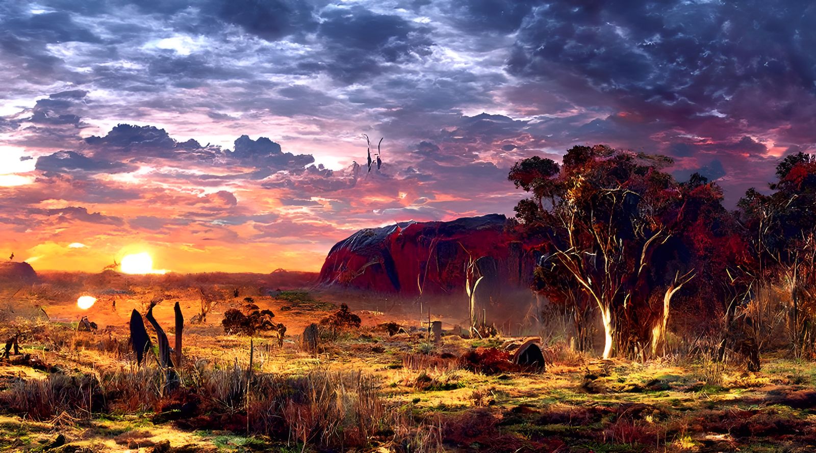 Surreal Australian Outback Landscape in Digital Art Style