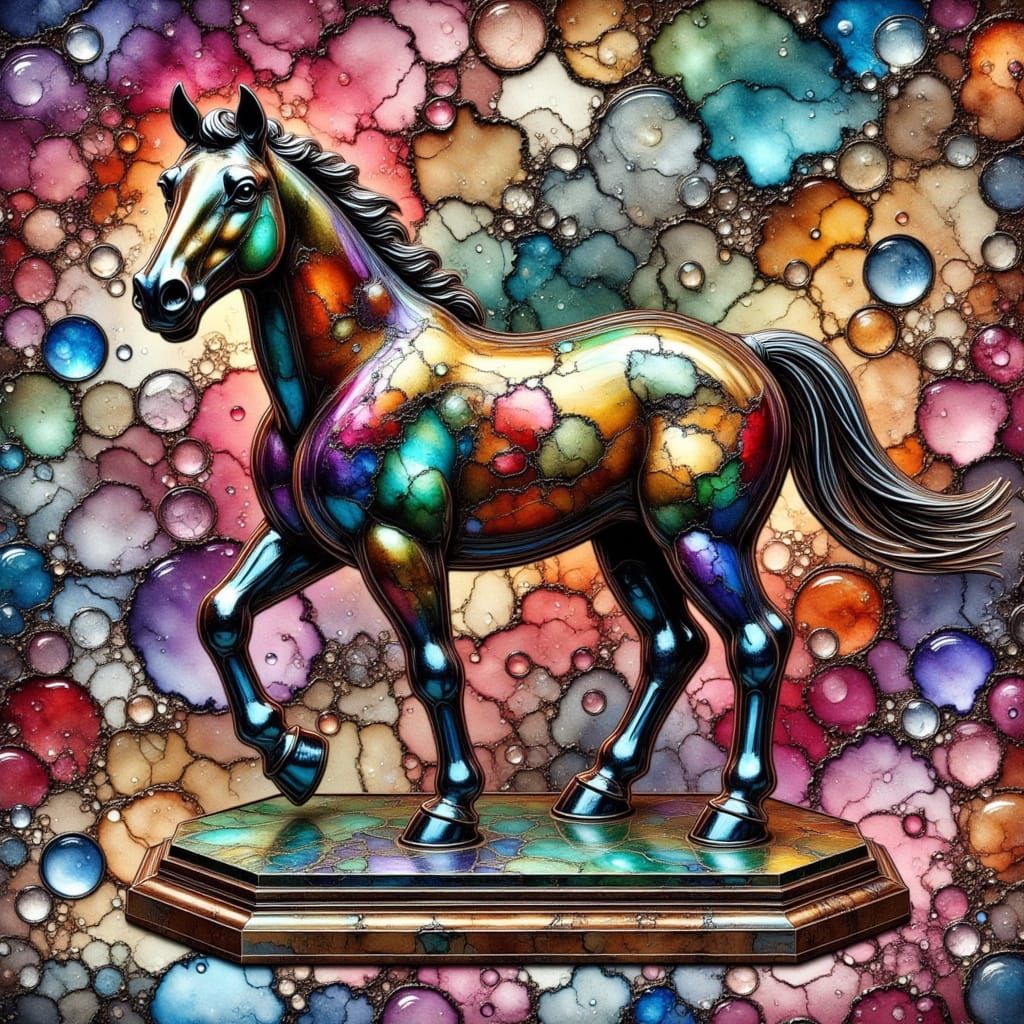Majestic Horse Statue in Abstract Art Style