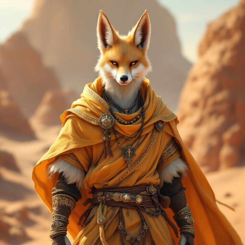 Heroic Fennec Fox Sorcerer in Arid Dunescape