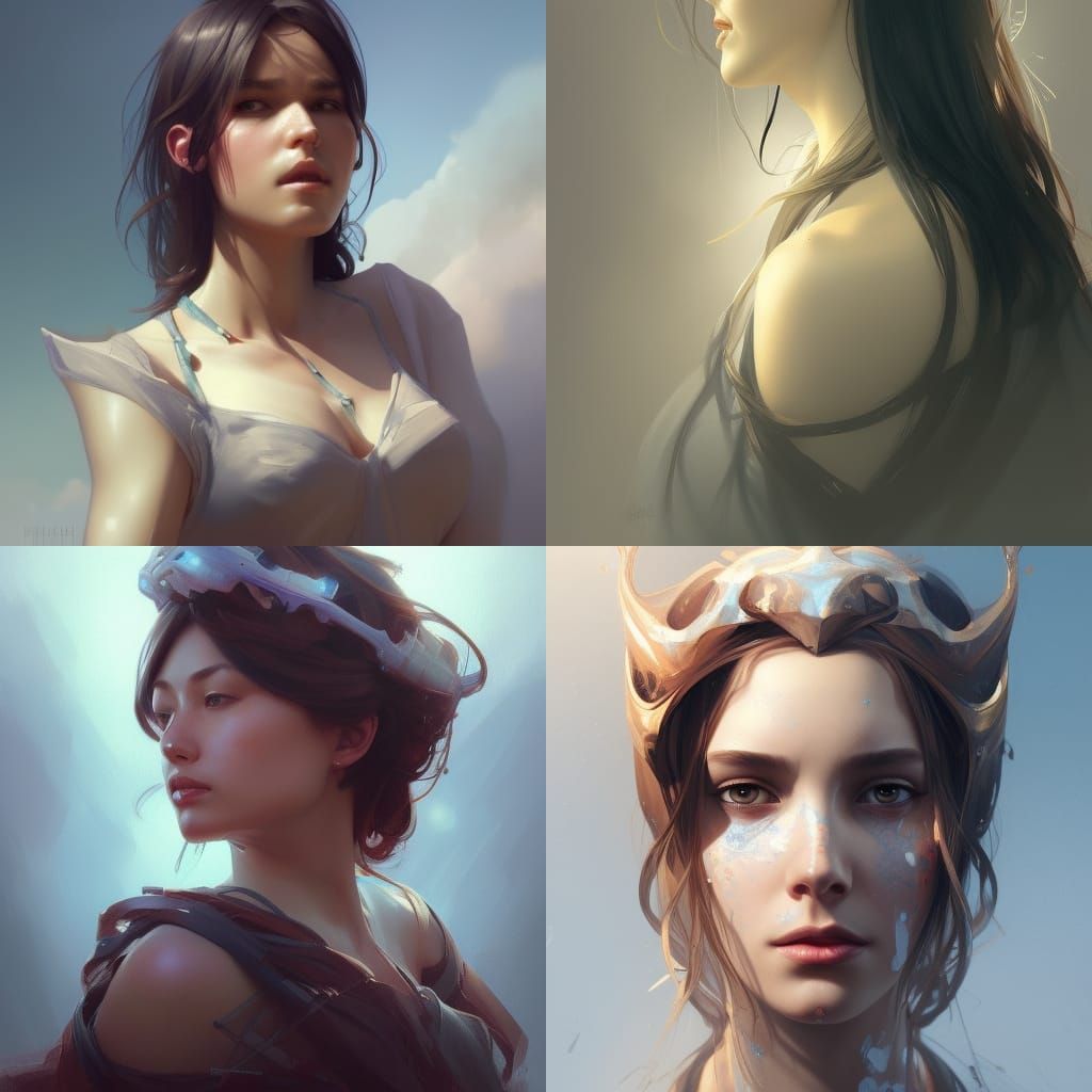 Detailed Portrait in Art Nouveau Style