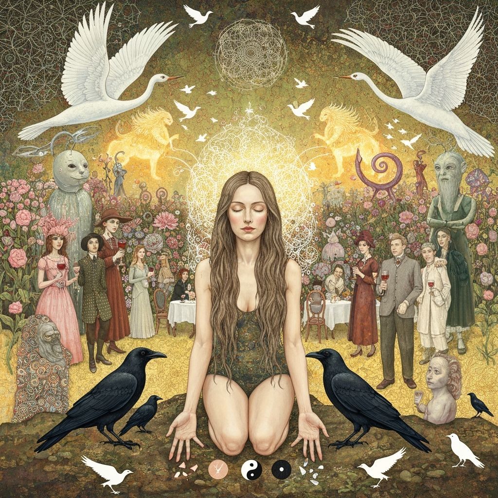 Ethereal Forest Guardian with Mythical Creatures