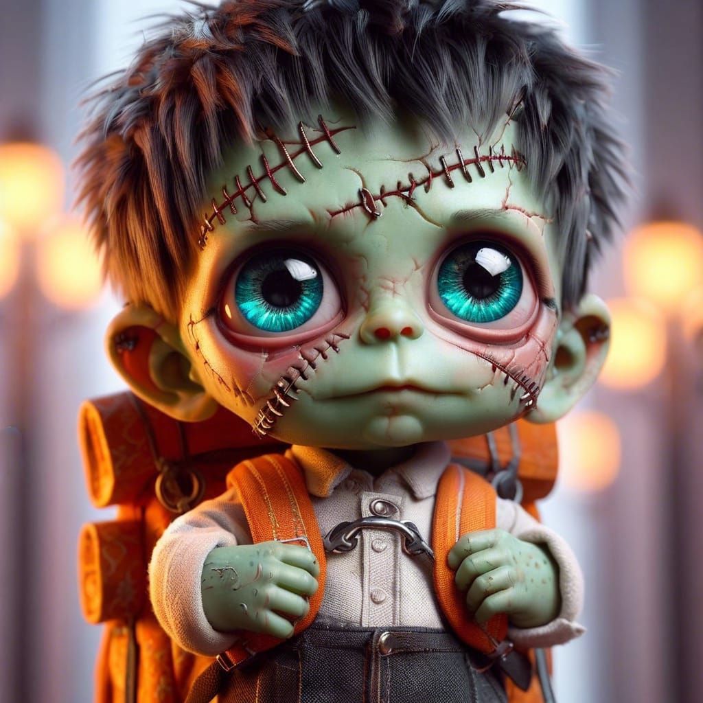 Adorable Baby Frankenstein's First School Day