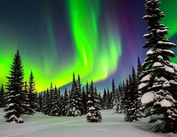 Aurora Borealis Over Distant Mountain Range
