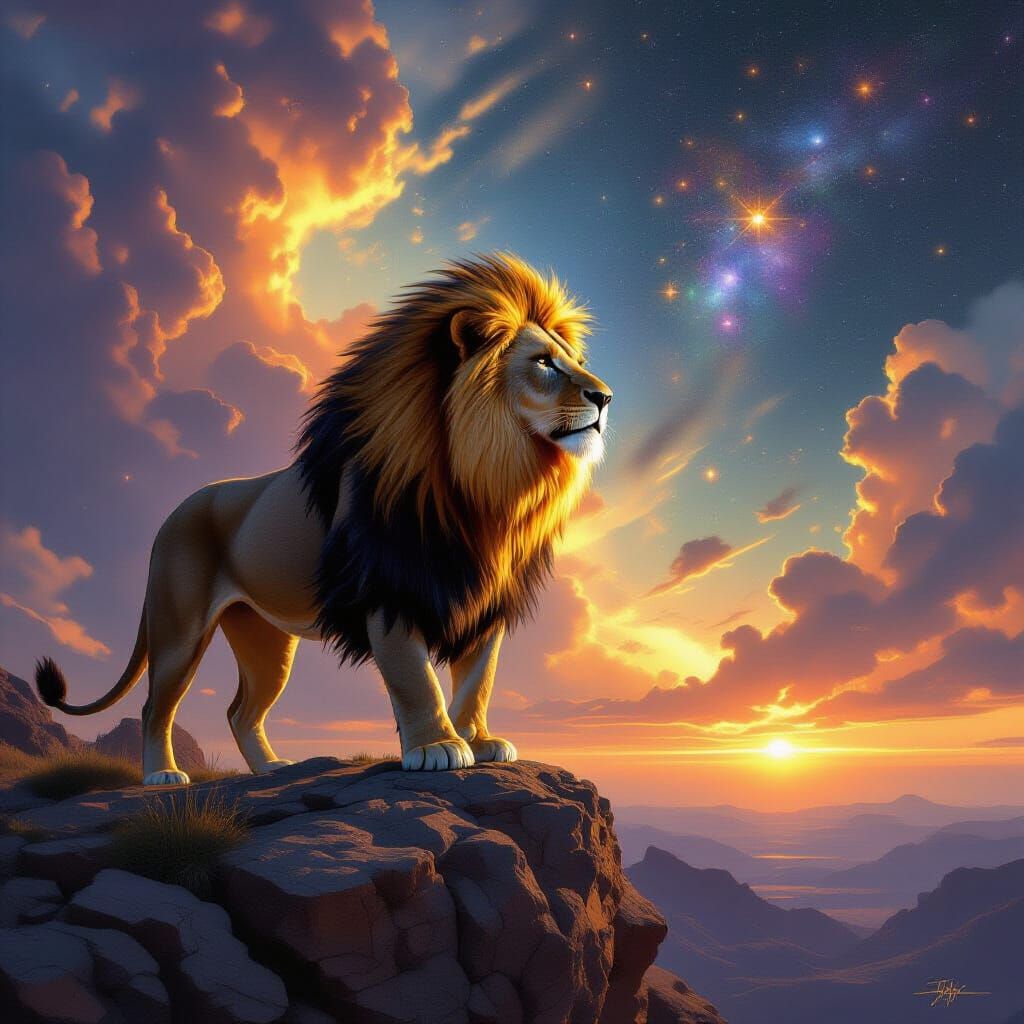 Golden Lion Nebula: Hyperrealistic Cosmic Wonder