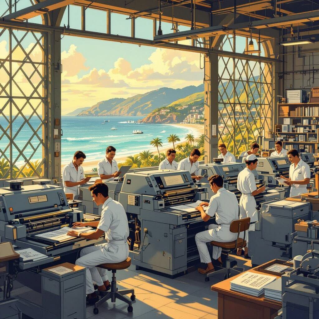 Vandercook Proofpresses in Busy Printshop Factory