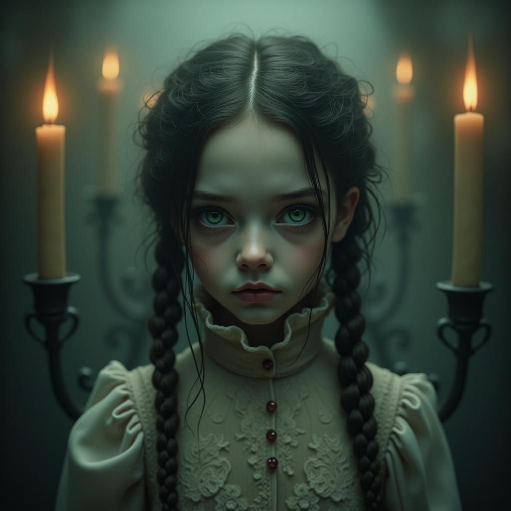 Haunting Victorian Girl with Piercing Gaze