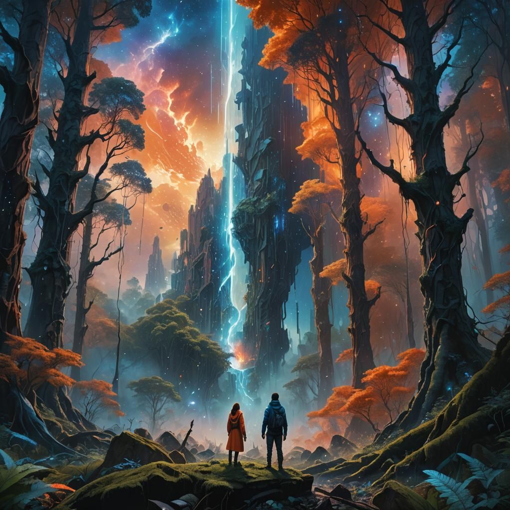 Cataclysmic Sky Event Over Ancient Forest