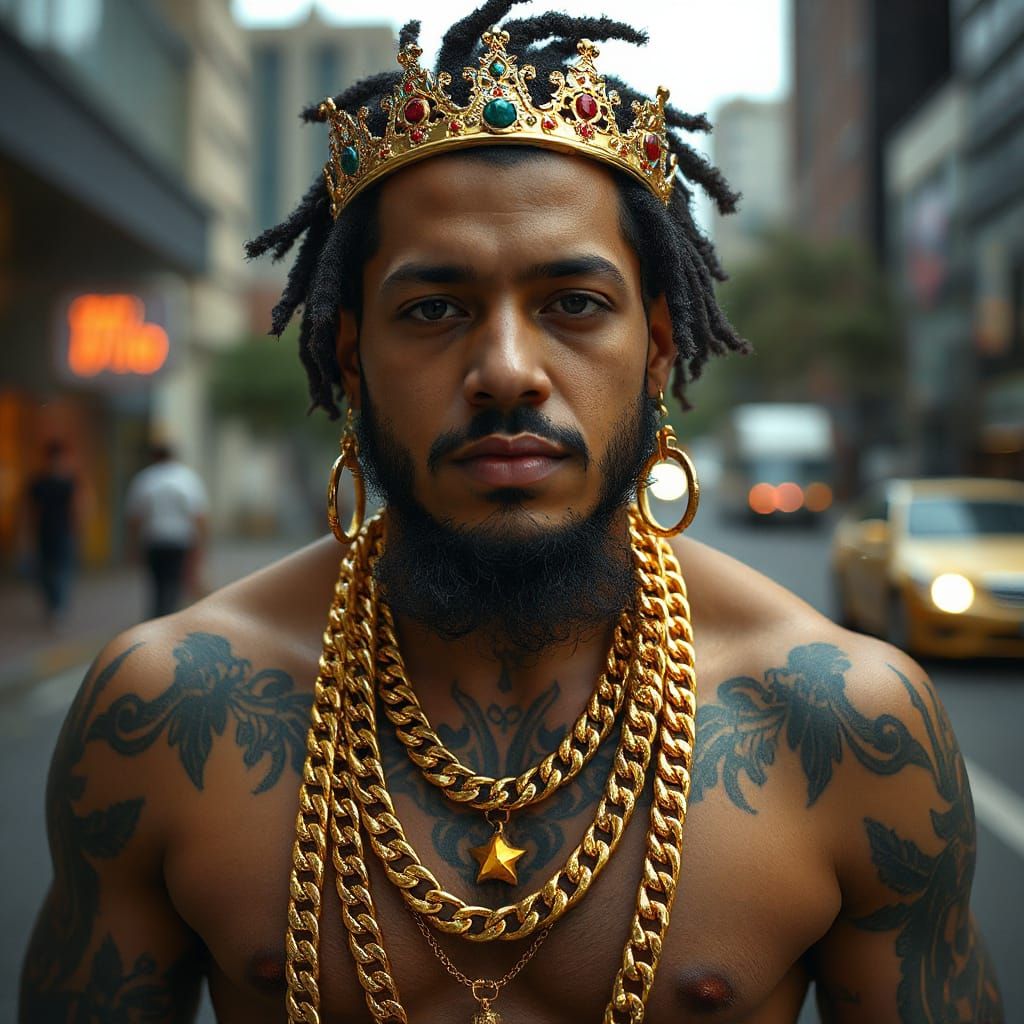 Hyperrealistic Portrait of Latin Kings Member in Bogota