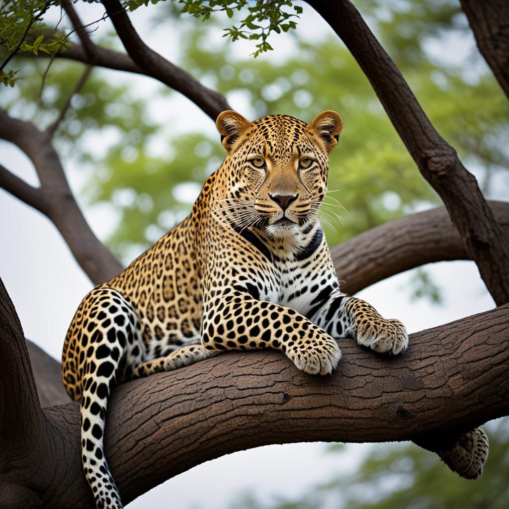 Leopard Lounging in a Tree