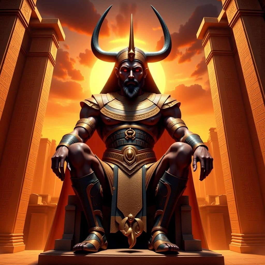 Egyptian God of War in Dramatic Digital Painting