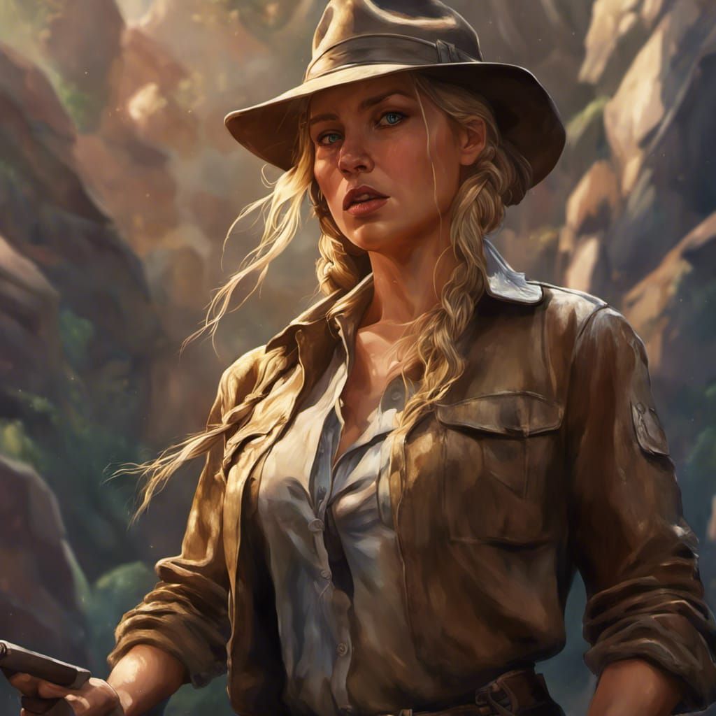 Hyperrealistic Female Adventurer with Detailed Features