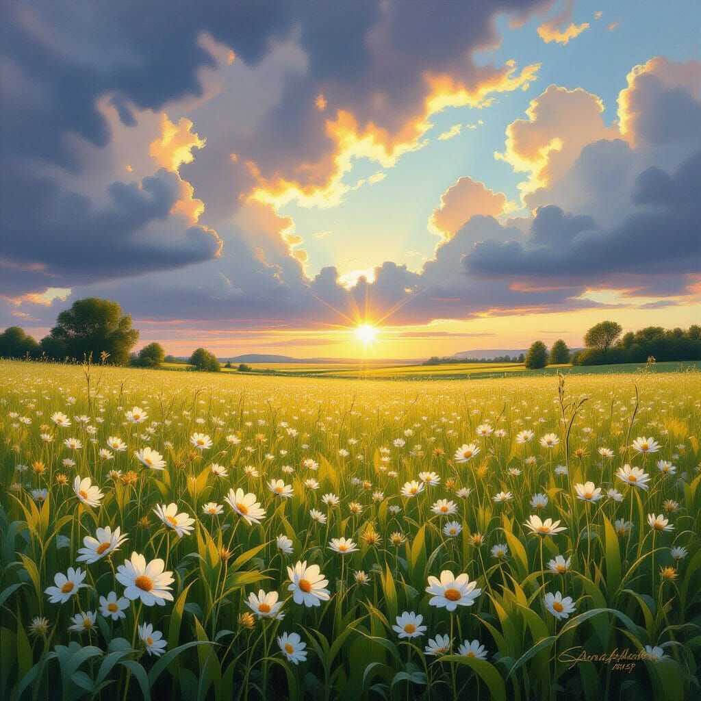 Hyperrealistic Wildflower Meadow at Dawn in Pastel Colors