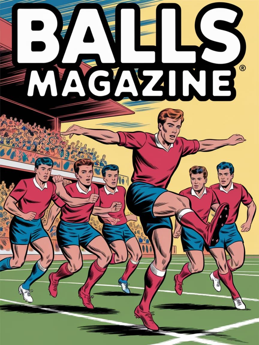 Retro Soccer Action in Classic Comic Book Style