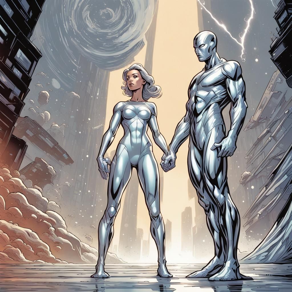 silver surfer and his girl