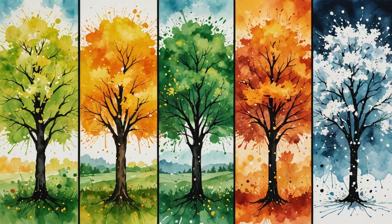 Ink Splatter Art: The Four Seasons