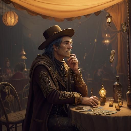 Fantasy Magician in Carnival Tent, Matte Painting
